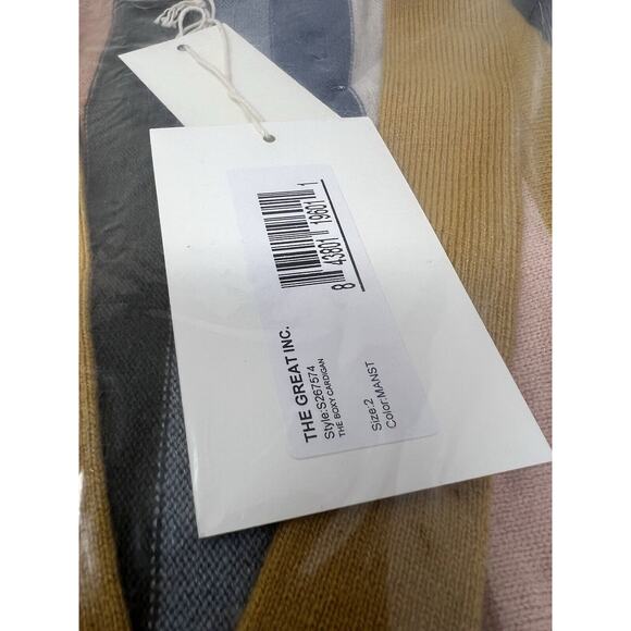 THE GREAT Sweater Womens Size 2 M The Boxy Cardigan Striped Manst BNIB NWT $325 - Picture 6 of 7